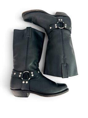 BOULET Black Leather Harness Motorcycle Biker Boots 6.5